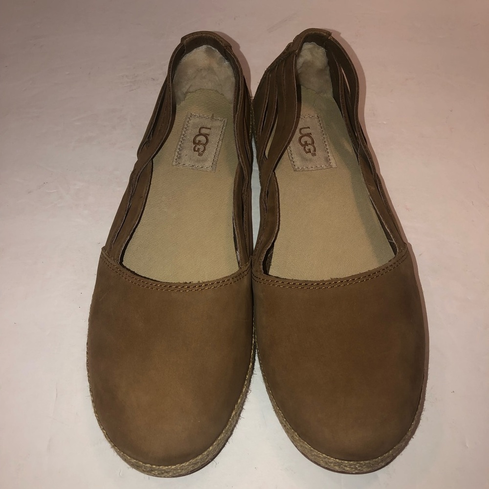 UGG Chestnut Suede Cicily Espadrille Ballet Ballerina Flats Shoes sz 7.5 - Picture 2 of 5